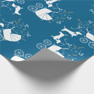 Papel De Regalo Dachshund Wiener Dog Baby Shower Blue Boy