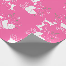 Papel De Regalo Dachshund Wiener Dog Chica rosa Baby Shower