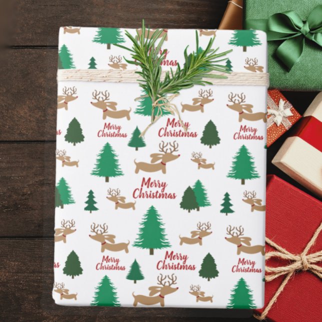 Papel De Regalo Dachshund Winter Wonderland Navidades envueltos en (Dachshund themed Christmas gift wrap)