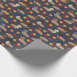 Papel De Regalo Dachshund y Fries Perro caliente chistoso envoltur