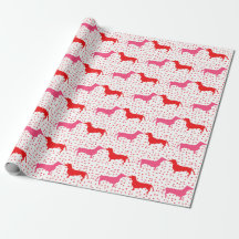 Dachshunds besándose con puntos cardíacos - rosado