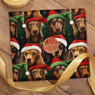 Papel De Regalo Dachshunds con Navidades Gorras sin problemas