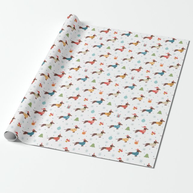 Papel De Regalo Dachshunds en Navidades Patrón de sudaderas (Desenrollado)