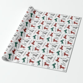 Papel De Regalo Dachshunds rojos y verdes de la franela del