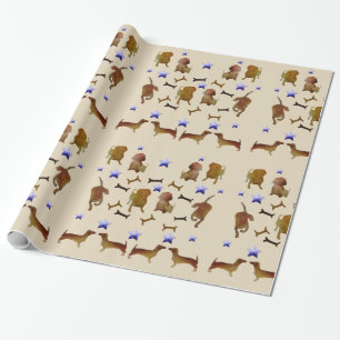 Papel De Regalo Dachshunds y la acuarela de los huesos de perro