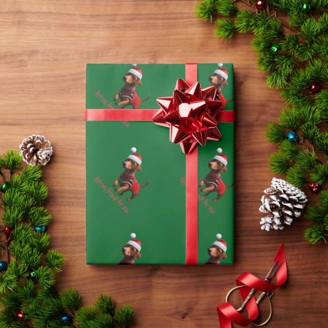Papel De Regalo Dachsing a Través de la Nieve Perro Salchicha Dach (Regalo de vacaciones)