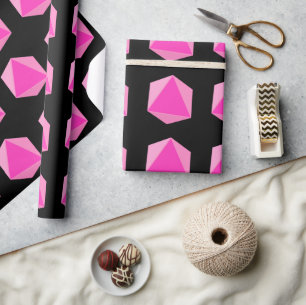 Papel De Regalo Dados poliédricos rosados