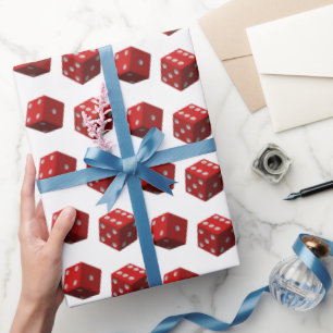 Papel De Regalo Dados Rojos Sobre Blanco