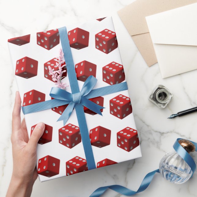 Papel De Regalo Dados Rojos Sobre Blanco (Regalar)