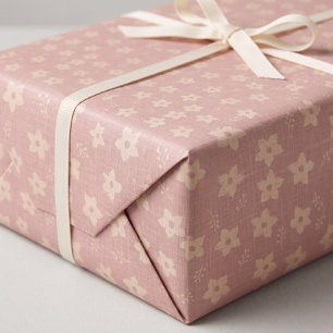 Papel De Regalo Daffodil Floral Cottagecore Crema Rosa Polvorienta