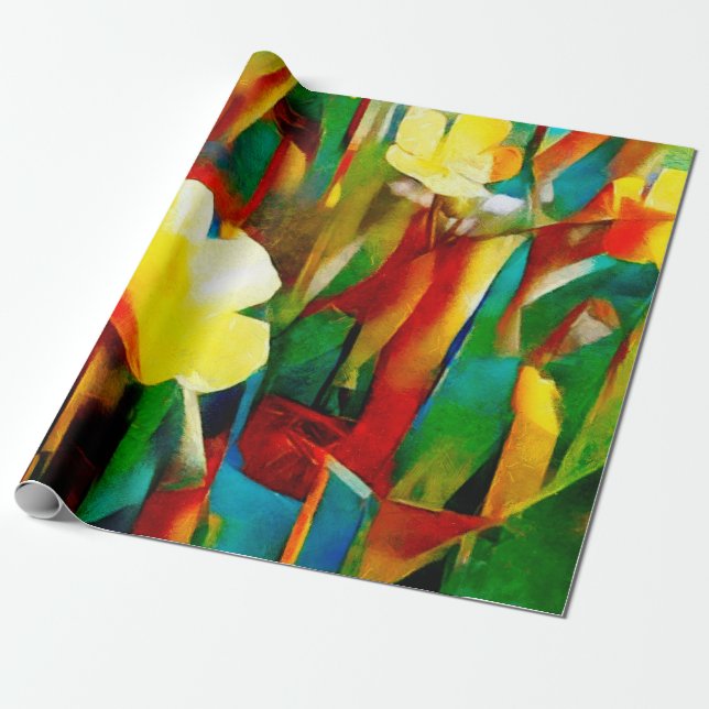 Papel De Regalo Daffodils. Abstract floral composition in a cubist (Desenrollado)