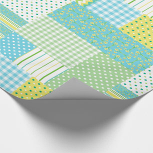 Papel De Regalo Daffodils Faux Patchwork Polkas Cheques Florals