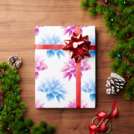 Papel De Regalo Dahlia rosa, Dahla azul, patrón floral, flores