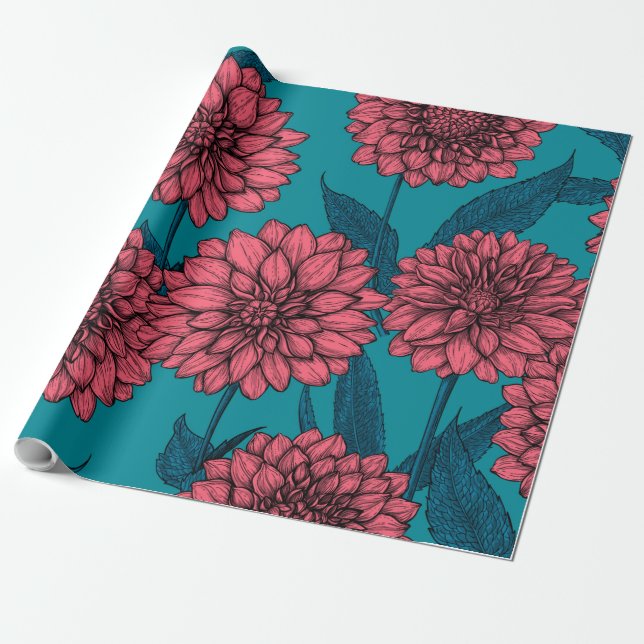 Papel De Regalo Dahlias (Desenrollado)