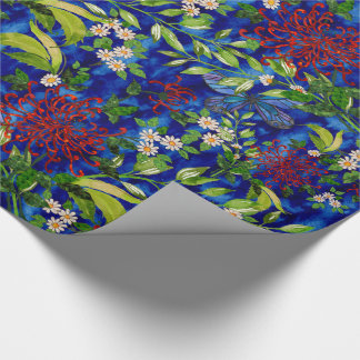 Papel De Regalo Daisies acuarelas y mariposas azules