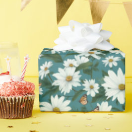 Papel De Regalo Daisies blancos y mariposas