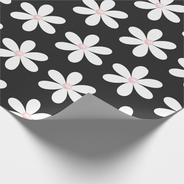 Papel De Regalo Daisies blancos y Perlas rosadas (Esquina)
