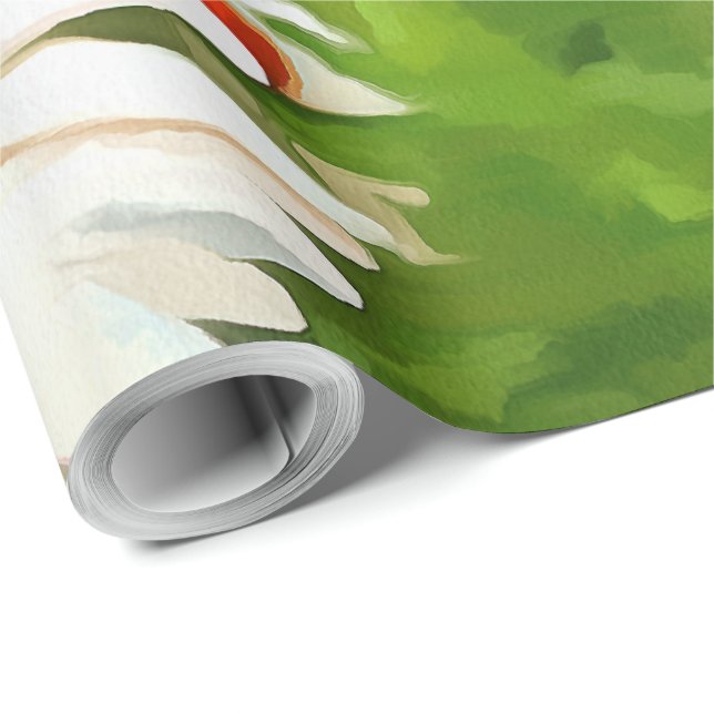 Papel De Regalo Daisies del jardín blanco brillante y brillante ar (Esquina del rollo)