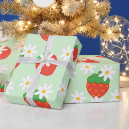Papel De Regalo Daisies Flor Flor Floral fresa Patrón Navidad