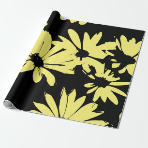 Papel De Regalo Daisies negros y amarillos