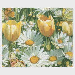 Papel De Regalo Daisies, Tulips & Butterflies illustrations