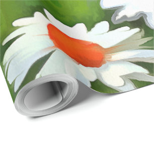 Papel De Regalo Daisitas de los Jardínes Blancos Brillantes y Colo