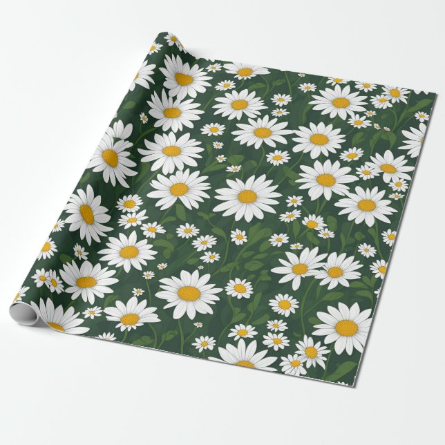 Papel De Regalo Daisy blanco (Desenrollado)