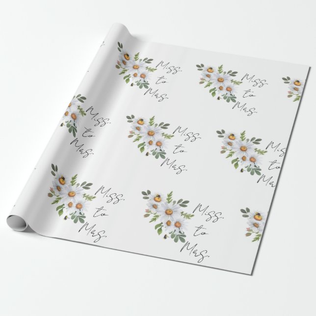 Papel De Regalo Daisy Bridal ducha Miss a la Sra. (Desenrollado)