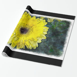 Papel De Regalo Daisy de color de agua en blanco grande