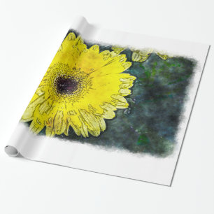 Papel De Regalo Daisy de color de agua en blanco grande