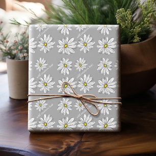 Papel De Regalo Daisy de moda con gris y amarillo