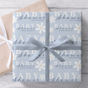 Papel De Regalo Daisy Garden Baby Shower Dusty Blue