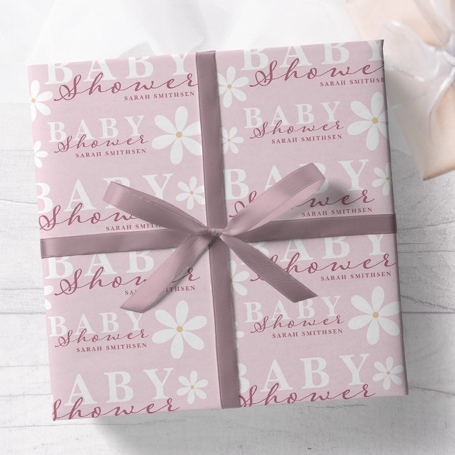Papel De Regalo Daisy Garden Baby Shower Dusty Pink (Subido por el creador)