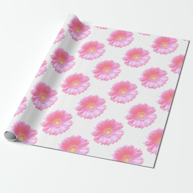 Papel De Regalo Daisy gerbera rosa claro (Desenrollado)