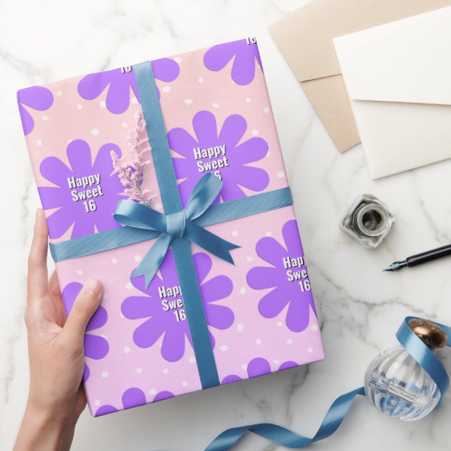 Papel De Regalo Daisy morado feliz 16 (Regalar)