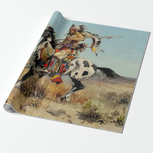 Papel De Regalo “Dakota Chief” Arte Occidental de Charles M Russel