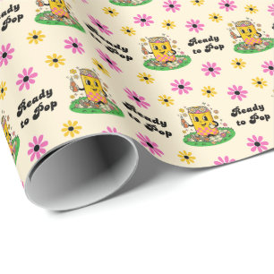 Papel De Regalo Dalia Groovy Moderna Rosa Amarillo Está Lista para