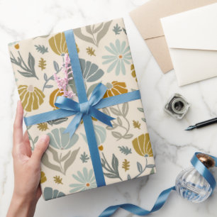 Papel De Regalo Dalias Doradas Retro