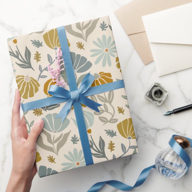 Papel De Regalo Dalias Doradas Retro (Regalar)