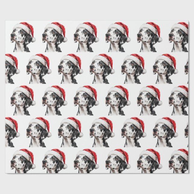 Papel De Regalo Dalmatian Dog with Santa Hat (Superficie plana)