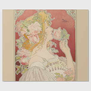 Papel De Regalo Dama Art Nouveau Belle Époque Rosas Livemont