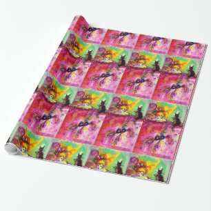 Papel De Regalo DAMA CON GATO NEGRO / Mascarada veneciana