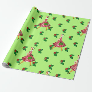 Papel De Regalo dama de navidad vintage