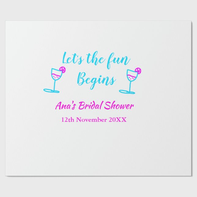 Papel De Regalo Dama de novia de vidrio rosa azul de vid, comencem (Superficie plana)