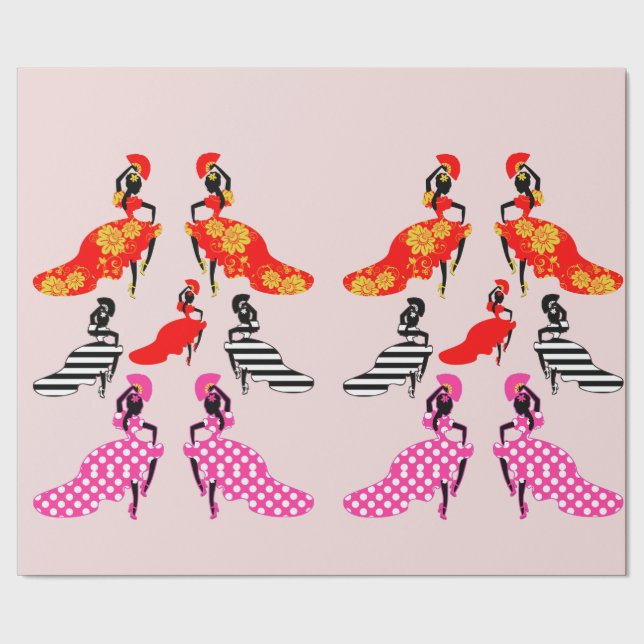 Papel De Regalo Dama española Flamenco bailarinas Silhouette Art (Costura)