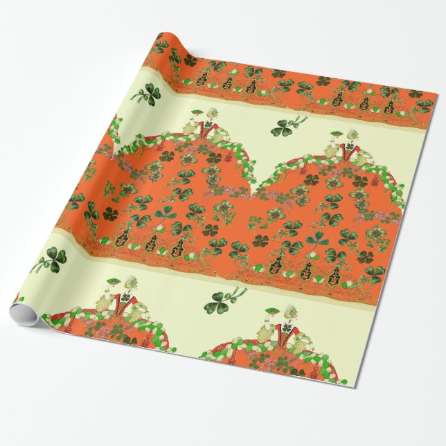 Papel De Regalo DAMA NARANJA Y SHAMROCKS Fashion Day (Desenrollado)