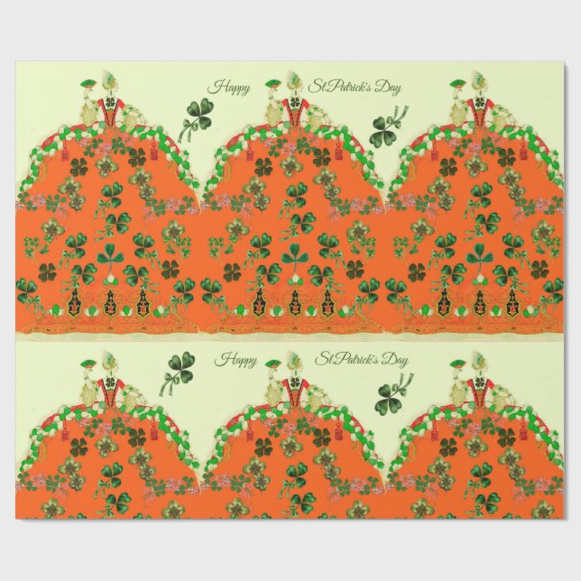 Papel De Regalo DAMA NARANJA Y SHAMROCKS Fashion Day (Superficie plana)