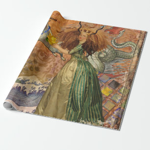 Papel De Regalo Dama Renacentista Capricornio Fantasía Vintage Zod