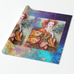 PAPEL DE REGALO DAMA ROMÁNTICA CON PESO DE PÁGINA DE PEACOCK
