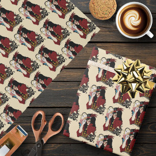 Papel De Regalo Dama Victoriana Roja Steampunk Pulpo Vintage